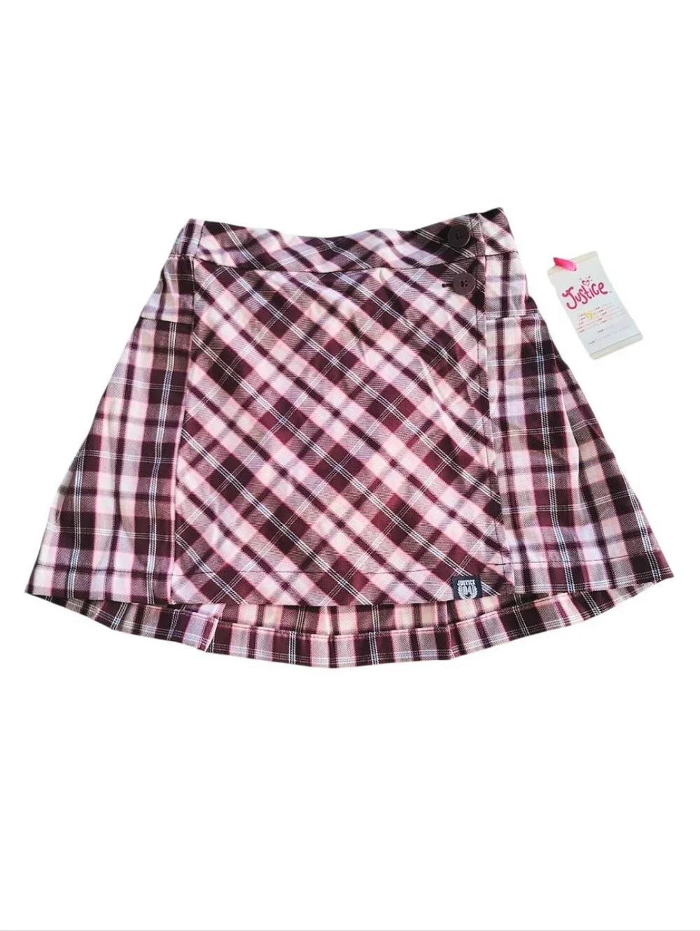 Justice Maroon White Pleated Schoolgirl Skirt With Built In Shorts Size 14 Girl